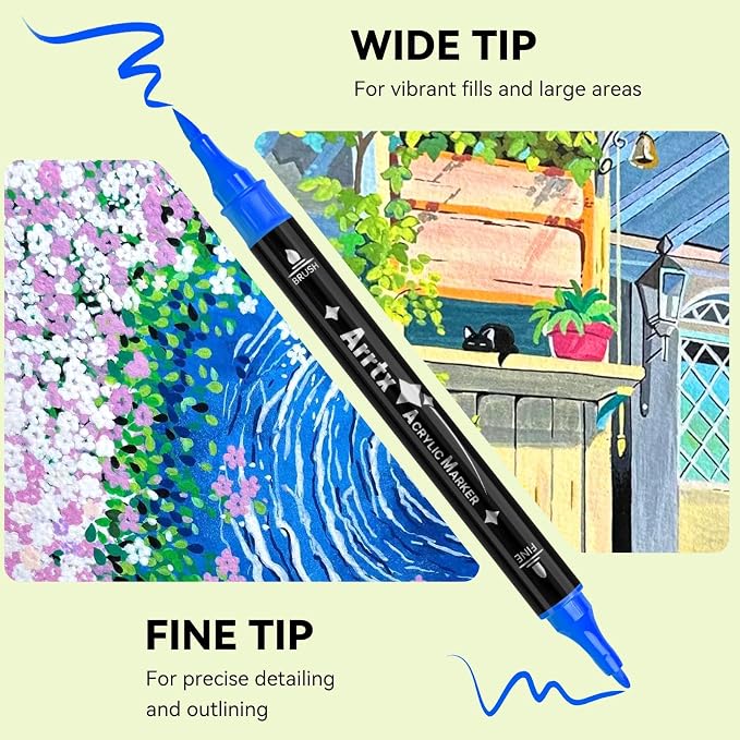 Arrtx Dual Tip Acrylic Markers 112 Colors, Brush and Fine Tip Acrylic Paint - Image 2