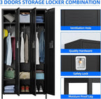 SUPEER 3 Doors Metal Lockers for Employees - Image 4
