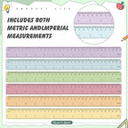 ForraFun 120 Pcs 12 Inch Plastic Ruler Bulk Colorful Transparent Ruler - Image 2