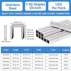 meite T-50 Heavy Duty Staples Marine, 1/4 Inch 304 Stainless Steel Staples - Image 2