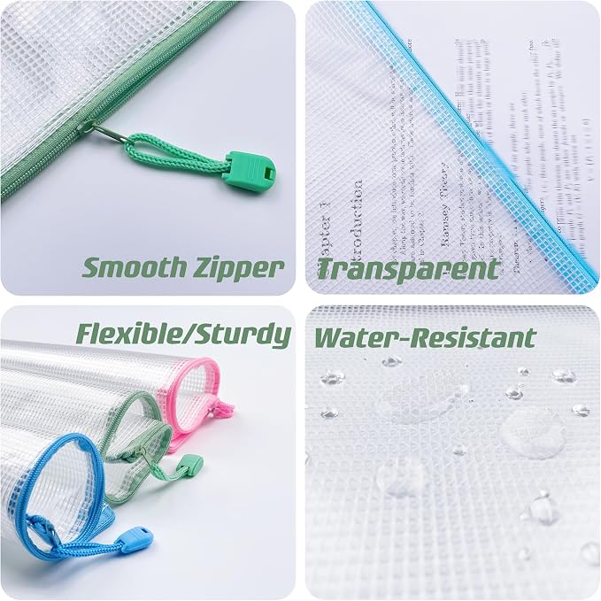 Oaimyy-18 PCS-6" x 8" Inch -Mesh Zipper Pouch, Plastic Zip File Folders Puzzle - Image 5