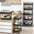 Sywhitta 5-Tier Plastic Rolling Utility Cart - Image 2