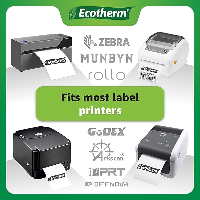 4" x 6" Thermal Labels | 4 Rolls | 1100 Labels | fits Zebra, Offnova Thermal - Image 5