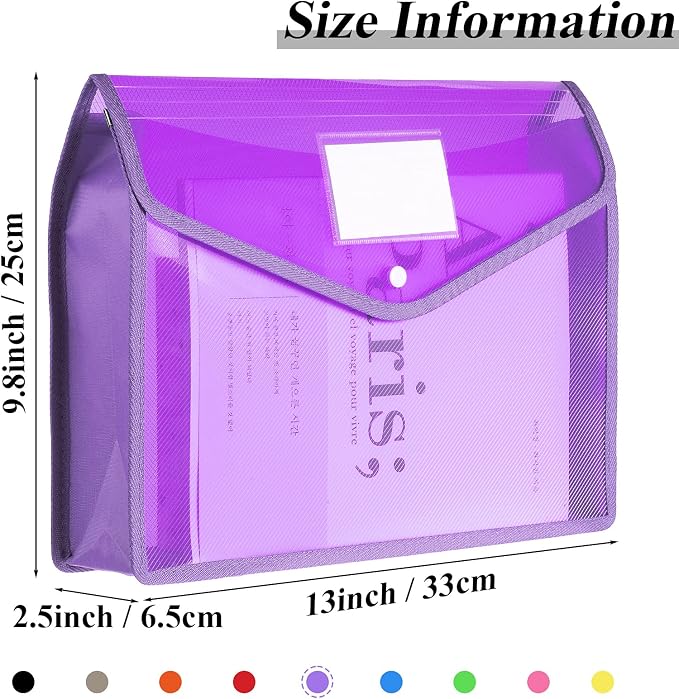 10 Pieces Plastic File Folders Envelope Expanding File Wallet Organizer - Image 2