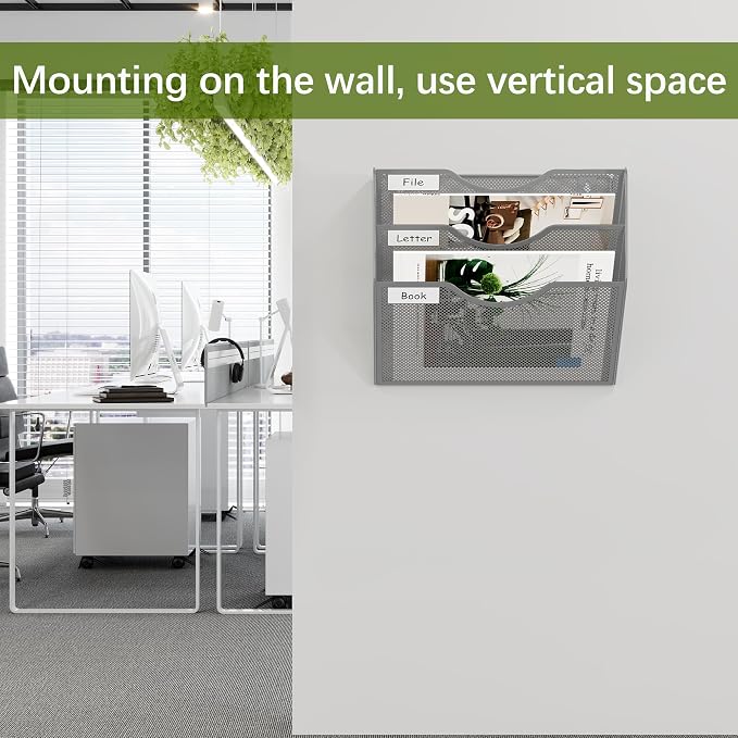EasyPAG Hanging Wall File Organizer, 3 Pocket Wall Mounted Mail Organizer - Image 5