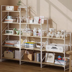JSB No Assembly Folding Bookshelf, 5 Tier Industrial Metal Book Shelf - Image 5