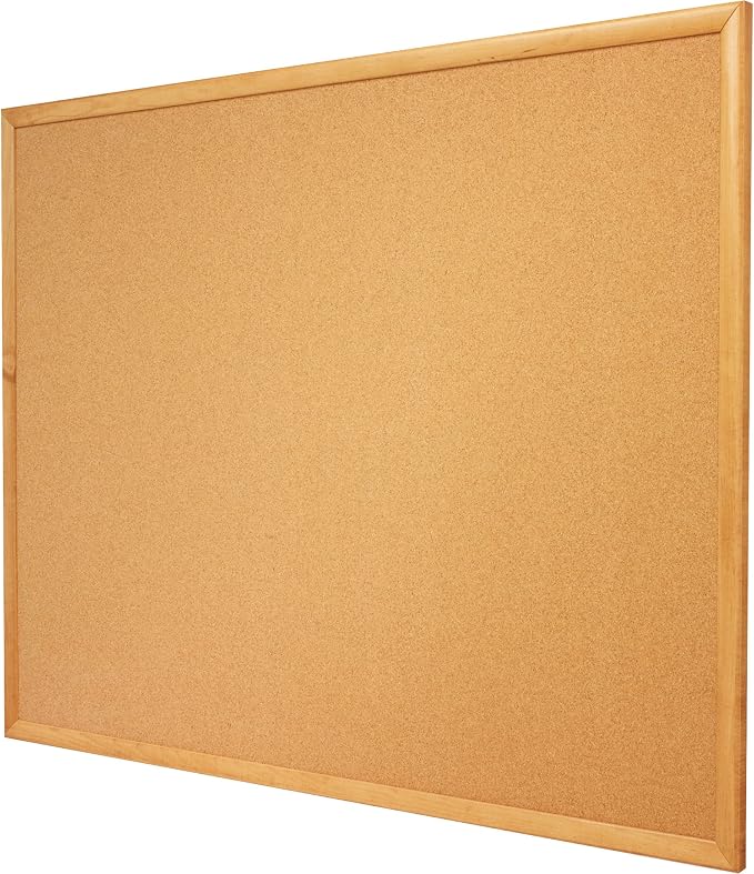 Quartet Cork Board, Bulletin Board, Oak Finish Frame - Image 4