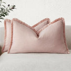 Foindtower Set of 2 Decorative Linen Fringe Throw Pillow Covers Farmhouse by Foindtower