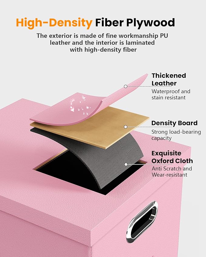 2 Pack Pink Leather File Storage Organizer - Image 2