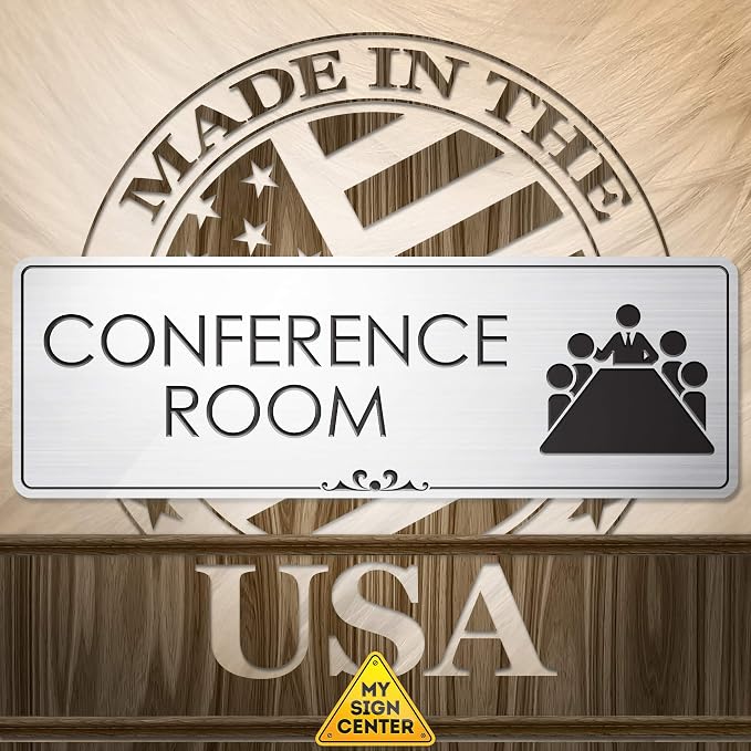 Conference Room Sign Office Meeting Sign, Brushed Silver, Fade Resistance - Image 7