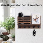 Lwenki Key Holder for Wall – Decorative Wooden Mail Holder and Key Shelf - Image 4
