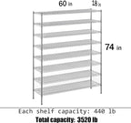 Regal Altair 18" Deep x 60" Wide x 74" Height Wire Shelving Kit | 8-Tier | NSF - Image 3