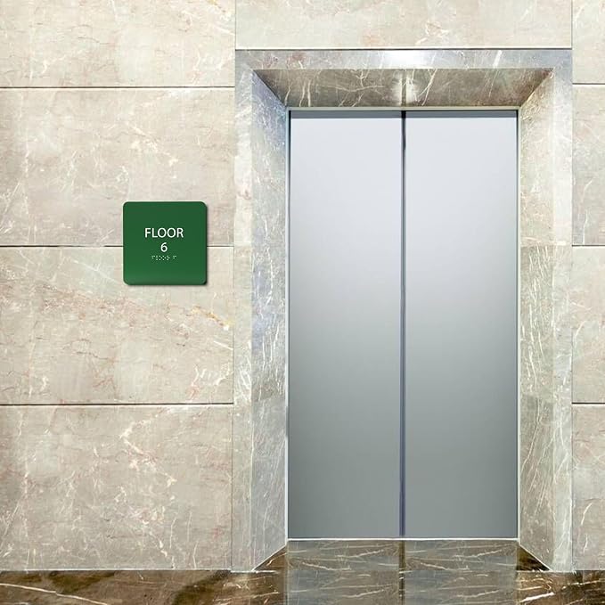 Grey w/Black ADA Floor 6 Sign - Image 5