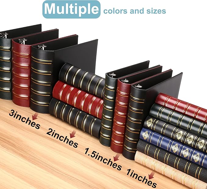 LETVPVOW Vintage Hardback 3 Ring Binder 1.5 Inch, Professional Leather Binder 3 - Image 4