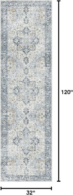 GENIMO Runner Rug 2'6''x10, Non Slip Vintage Hallway Runner Rugs, Low Pile - Image 2