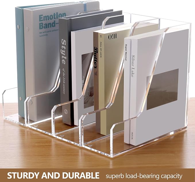 SANRUI 2 Pack Acrylic Magazine File Holder, Vertical File Sorter Holders Desk - Image 3