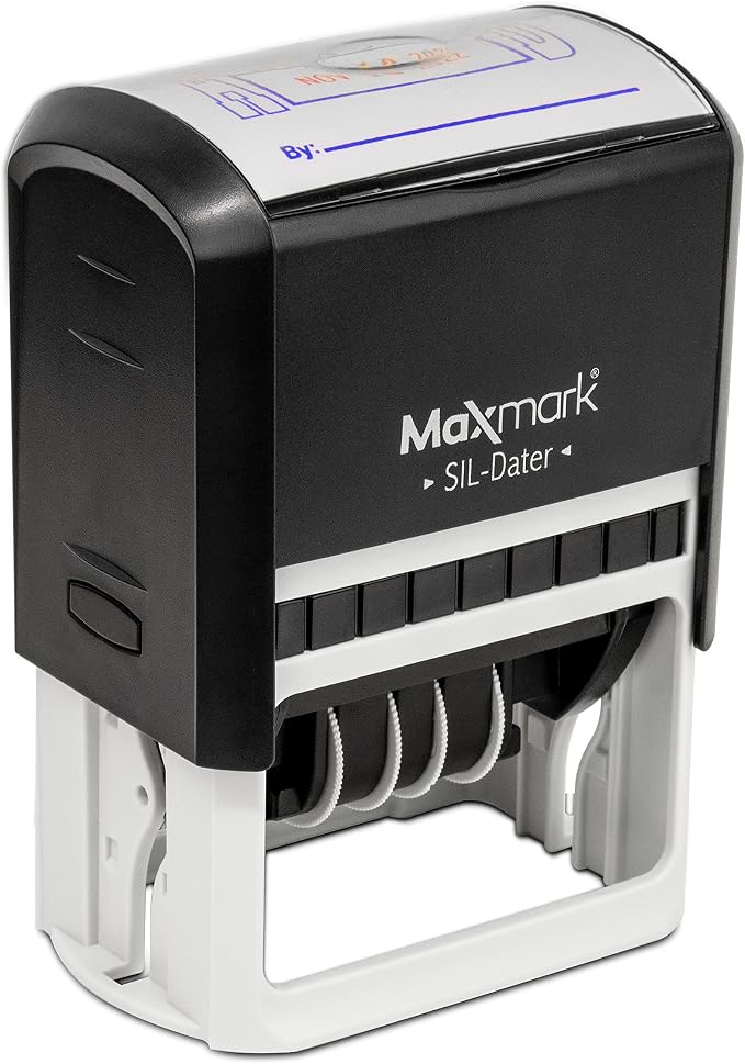 MaxMark Large Self-Inking Rubber Date Office Stamp - Image 2