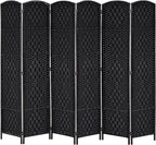 HOMCOM Room Divider, 6 Panel Folding Privacy Screen, 6FT Tall Portable Wicker by HOMCOM