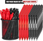 deegtran Pens Bulk, 100 Pack No Bleed Black & Red Ink Click Pens - Image 2