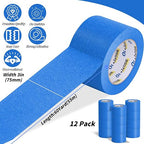 12 Rolls Blue Painters Tape Bulk 3 inch x 60 Yards, Total 720 Yd, Painters - Image 2