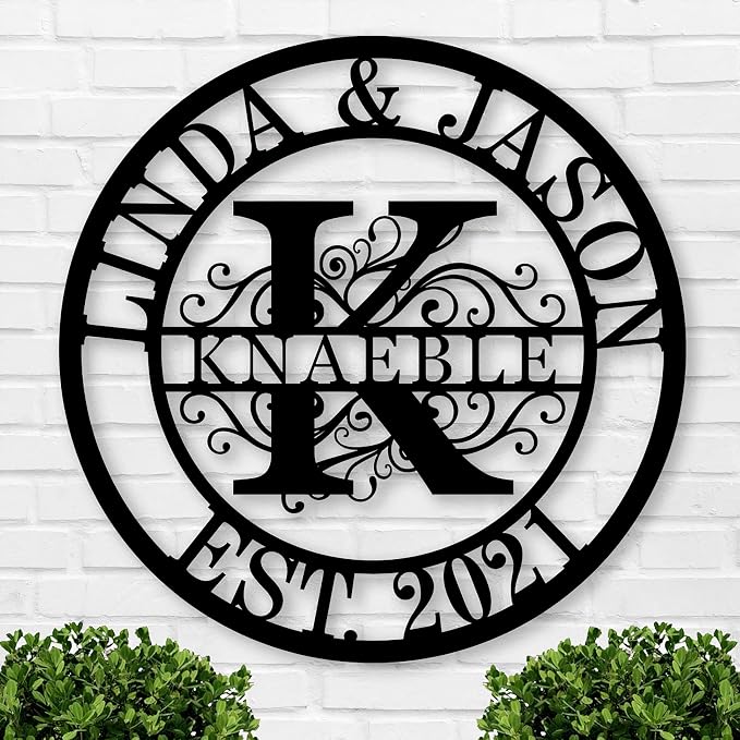 Personalized Metal Name Signs, Split Letter Monogram Wall Decor, Custom Last by Unknown
