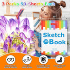 3-Pack 50 Sheets 9" x 12" Sketch Book, Spiral Bound Art Sketchbook, Bulk School - Image 2