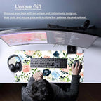 Pink Blue Floral Desk Mat Mousepad Cute Flowers Mouse Pad Gaming XL Large - Image 2