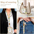 bolimoss 2-in-1 ID Badge Holder & Lanyard Wallet, Cute Floral Lanyard - Image 6