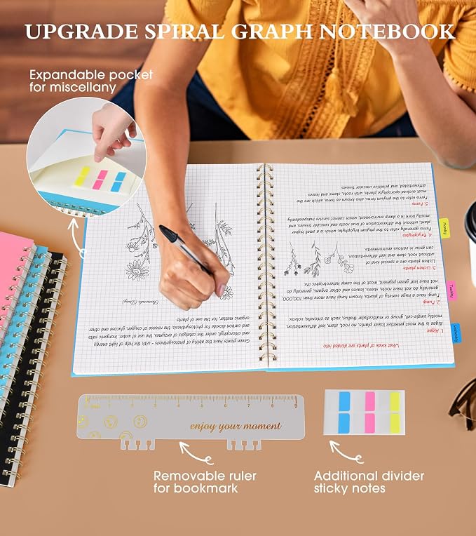 Graph Paper Notebook, Spiral Notebook Journal 8.5” x 11”, A4 Large Grid - Image 5