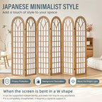 Aletheiawu 6 Panel Room Divider Wall Shoji Screen, Japanese Wood Room Divider - Image 4