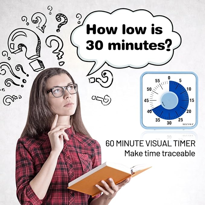 Secura 7.5 Inch Visual Timer, 60 Minute Visual Oversize Countdown Timer - Image 2