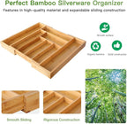 Pipishell Bamboo Silverware Organizer, Expandable Cutlery Tray, Utensil Drawer - Image 4