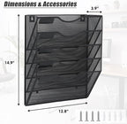 EASEPRES 5 Pocket Mesh Hanging Wall File Organizer, Wall Mounted Mail Paper - Image 2