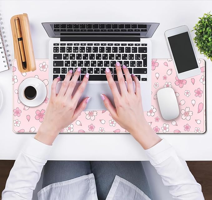 Cherry Blossom Mouse Pad Kawaii Pink XL Large Extended Gaming Desk Mat Cute - Image 5