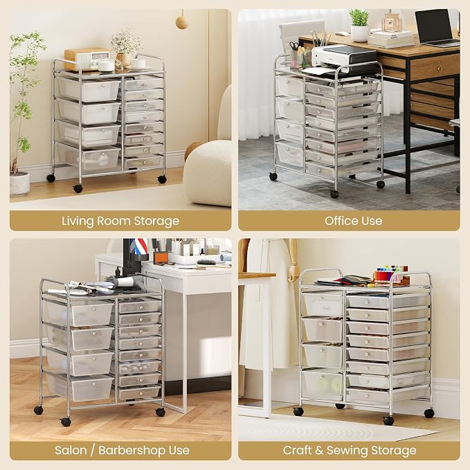 LDAILY 12 Drawer Rolling Storage Cart, Rolling Cart - Image 7