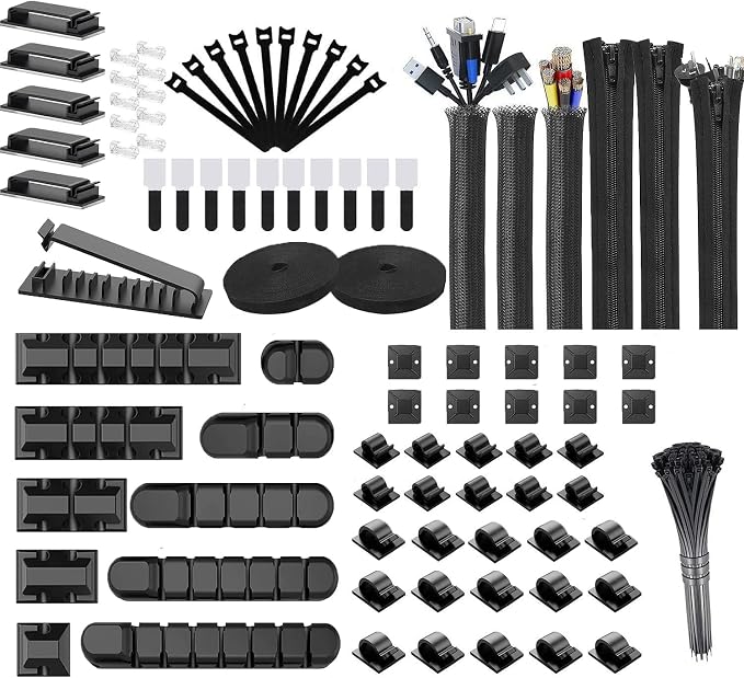 189PCS Cable Management Kit, 6 Cable Sleeve40 Cable Clips by Ourart