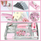 Pink Office Desk Accessories, Desk Drawer Organizer, Stapler and Tape Dispenser - Image 5