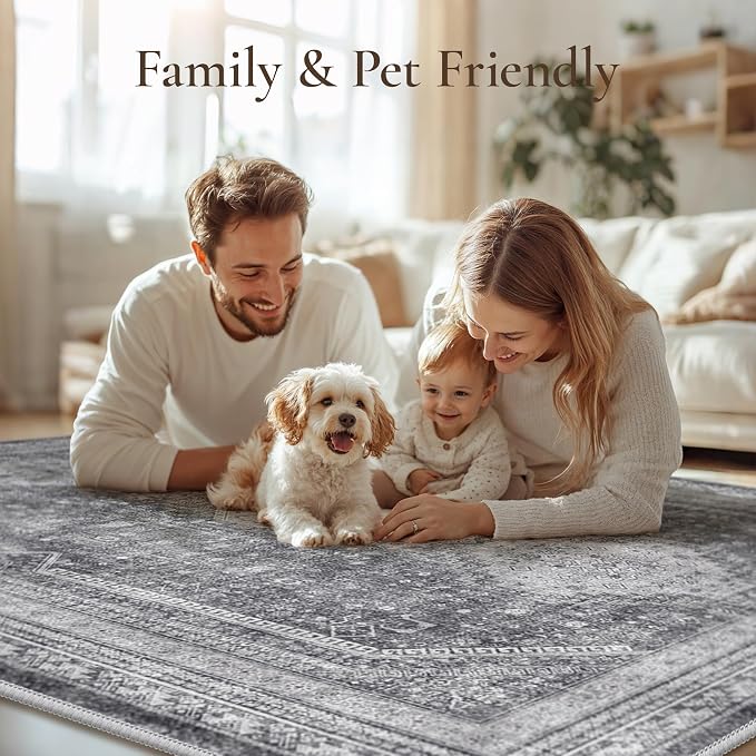 GENIMO 5x7 Area Rugs for Living Room, Machine Washable Non Slip Rugs, Low Pile - Image 7