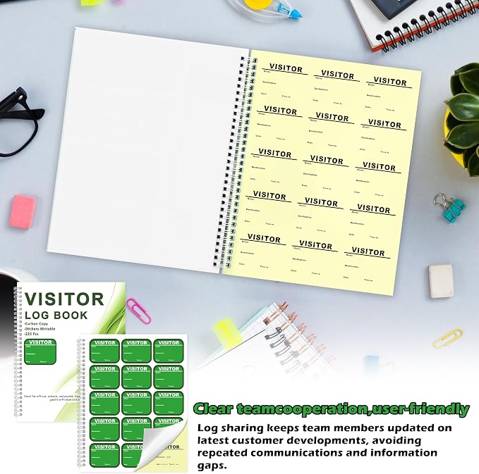 1 Pack Visitor Badges with Carbon Copy Visitor Stickers Letter Size Visitor Log - Image 7