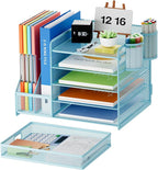 Marbrasse Desk Organizer with File Holder, 5-Tier Paper Letter Tray Organizer - Image 2