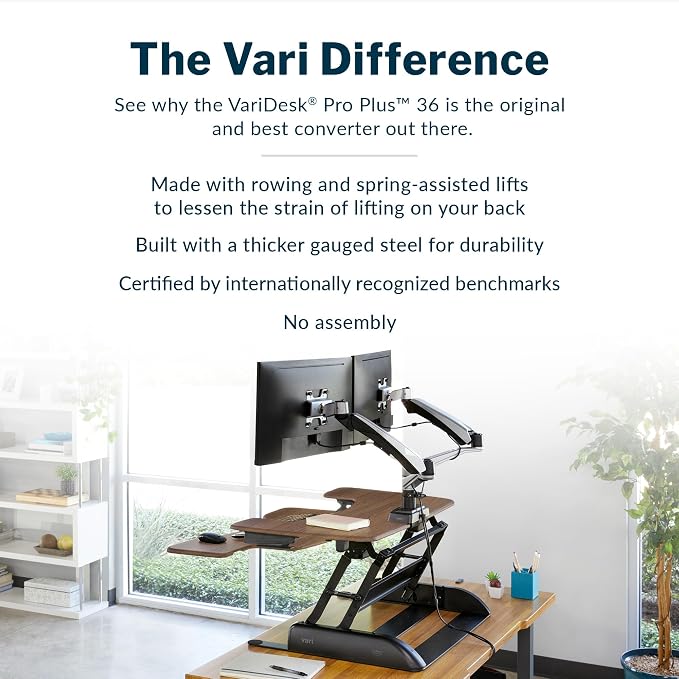 Vari VariDesk Pro Plus 36 Standing Desk Converter – 11 Height Settings + Spring - Image 4