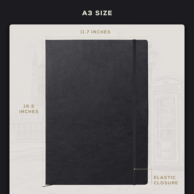 Beechmore Books A3 Sketchbook – 11.7x16.5 Premium Vegan Leather Bound Extra - Image 4