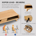 Homerays Bamboo Monitor Stand Riser, No Assembly Required Exquisite Monitor - Image 3