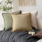 Foindtower Set of 2 Decorative Linen Fringe Throw Pillow Covers Farmhouse - Image 5