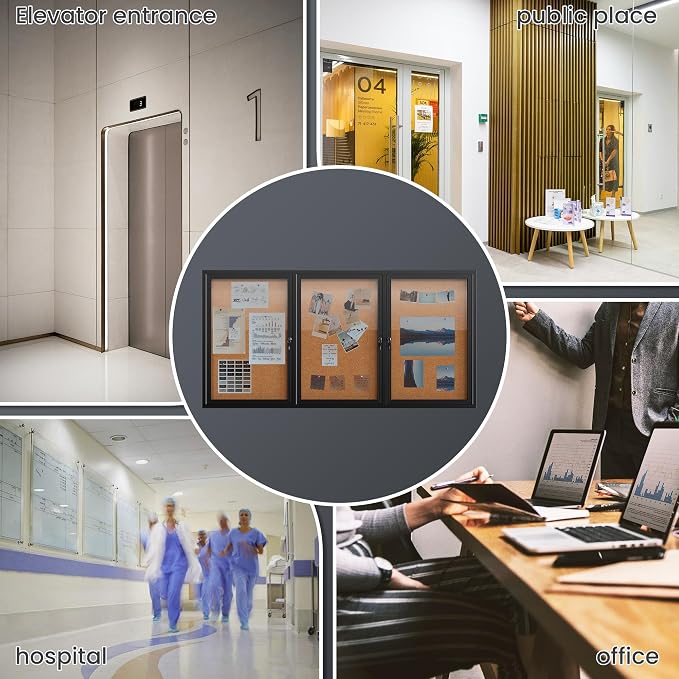 72"x36" Lockable Enclosed Bulletin Board, Outdoor Cork Weather-Resistant - Image 8
