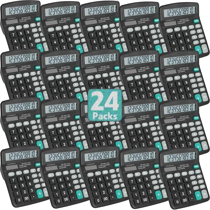 24 Pack Calculator Bulk, 12 Digits Calculators Desktop by YesBes