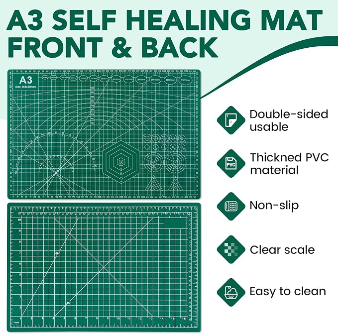 CLOYAN Cutting Mat 12"x18", 10 Pack Double-Sided 5-Ply Self Healing Sewing - Image 4