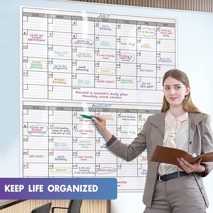 Dry Erase Two Month Laminated jumbo Wall Calendar, Huge bimonthly Vertical - Image 7