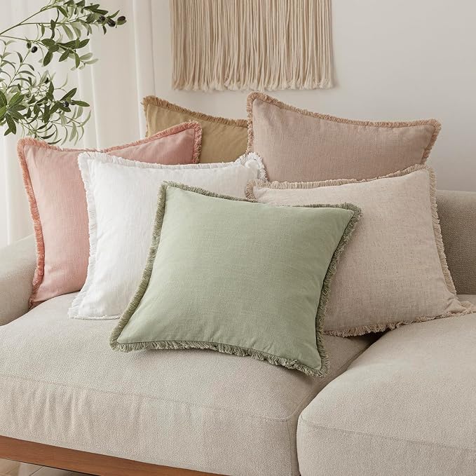 Foindtower Set of 2 Decorative Fringe Throw Pillow Covers Boho Farmhouse - Image 7
