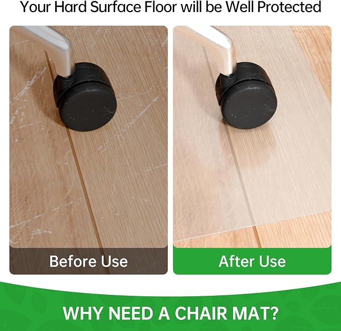 100pointONE Office Chair Mat for Hardwood Floor, Easy Glide Computer Chair - Image 2